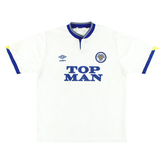 1990-91 Leeds Umbro Home Shirt L
