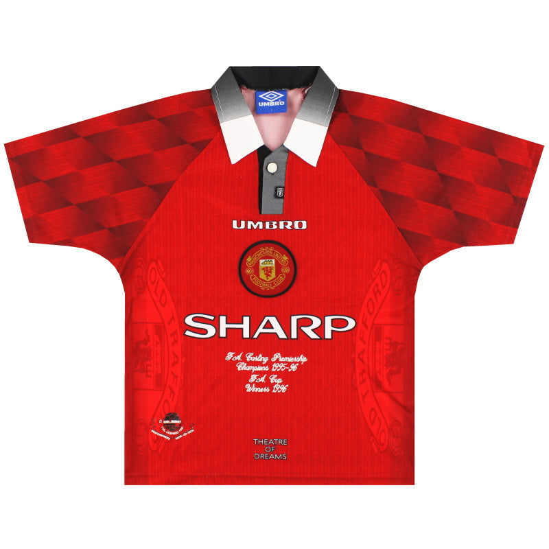 1996-98 Manchester United Umbro 'Double Winners' Home Shirt Y