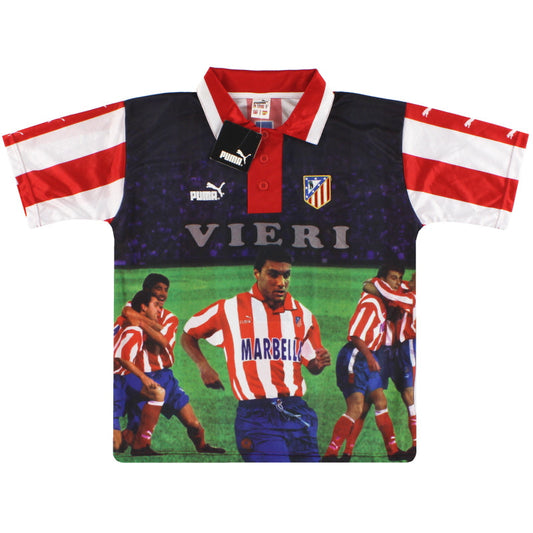 1997-98 Atletico Madrid Puma Graphic Tee Vieri #9 *w/tags* S