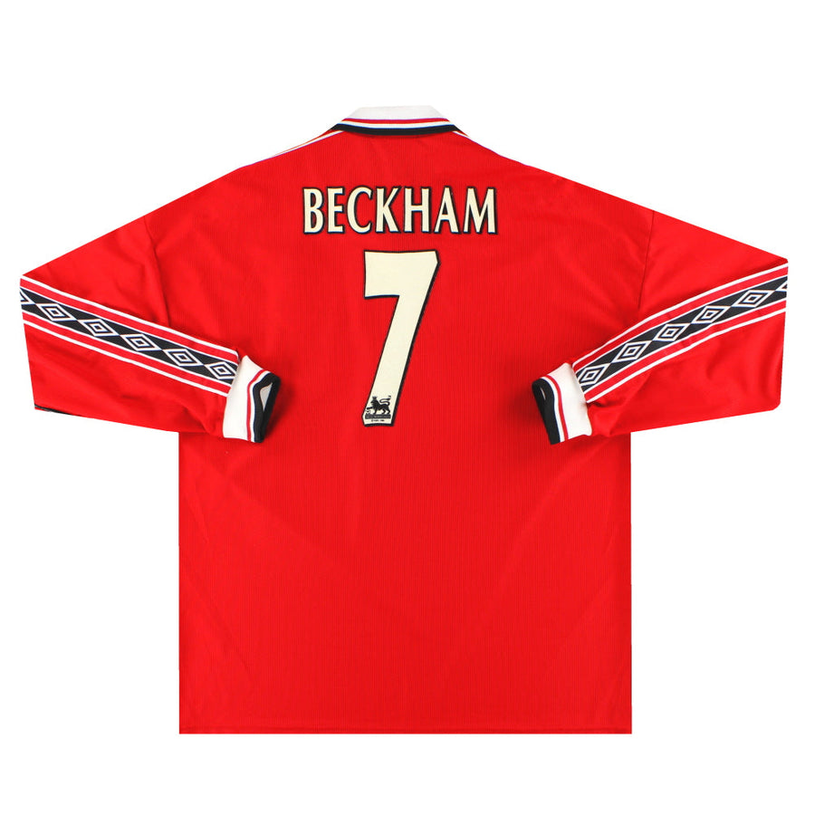 1998-00 Manchester United Umbro Home Shirt Beckham #7 L/S XL