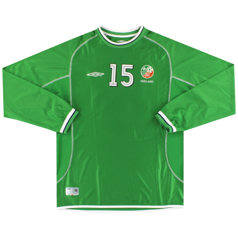 2001-02 Ireland Umnro Match Issue Home Shirt #15 L/S XL