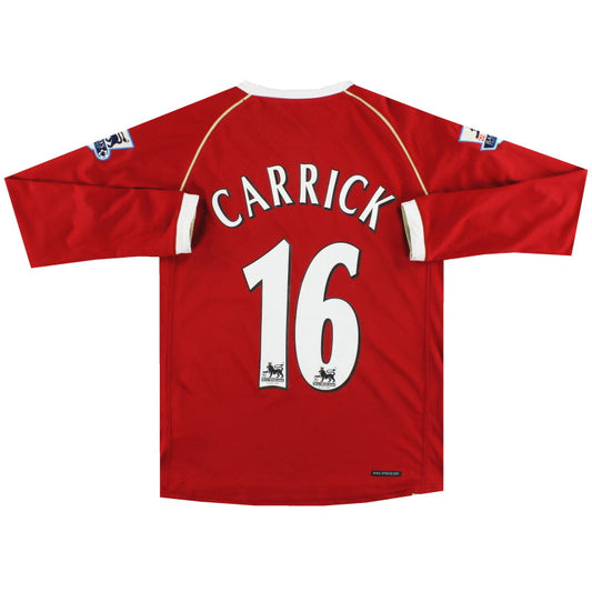 2006-07 Manchester United Nike Home Shirt Carrick #16 L/S L.Boys