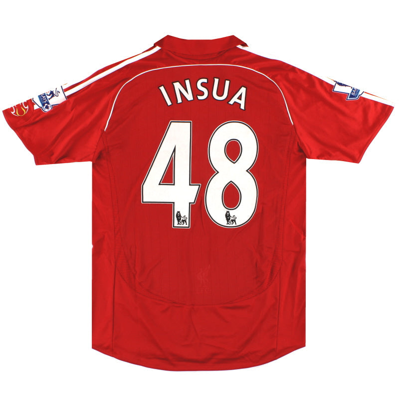 2007-08 Liverpool adidas Match Issue Home Shirt Insua #48 L