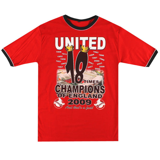 2009 Manchester United '18 Times' Graphic Tee XL