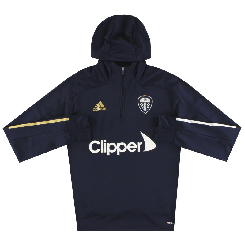 2020-21 Leeds adidas 1/4 Zip Hooded Top S
