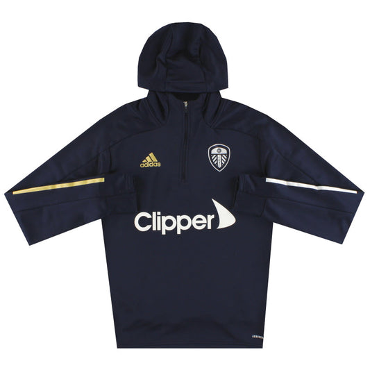 2020-21 Leeds adidas 1/4 Zip Hooded Top S
