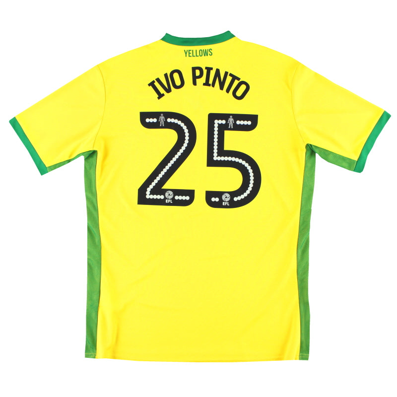 2016-17 Norwich City Errea Home Shirt Ivo Pinto #25 XXL