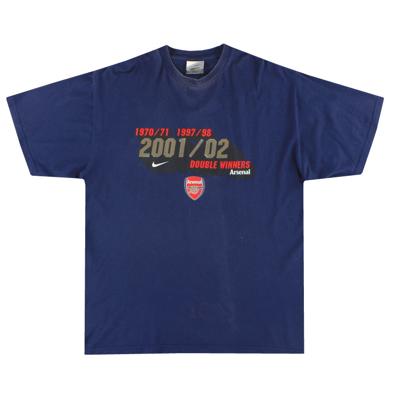 2001-02 Arsenal Nike 'Double Winners' Graphic Tee L