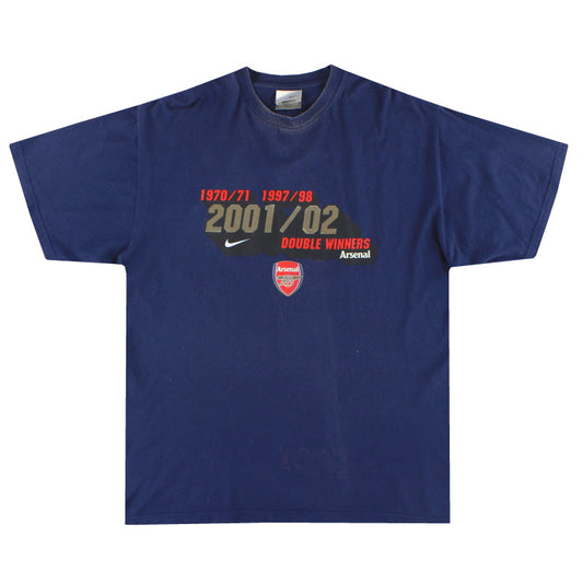 2001-02 Arsenal Nike 'Double Winners' Graphic Tee L